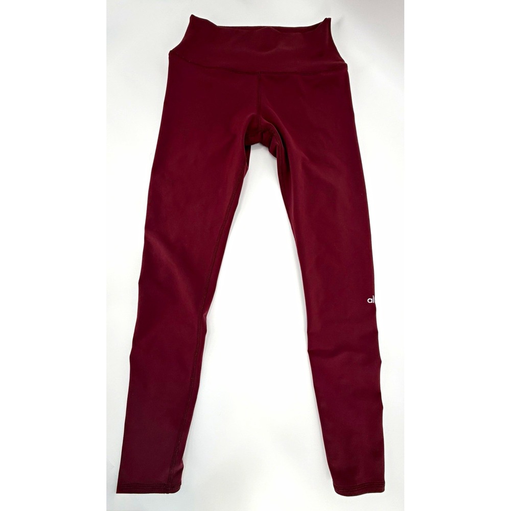 Alo Yoga Women's M Burgundy High Rise Leggings Sheer Mesh Back Leg Panels